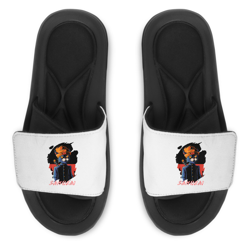 Japanese Anime Samurai Cat Lover Aesthetic Vintage Funny Art T Shirt Slide Sandal | Artistshot