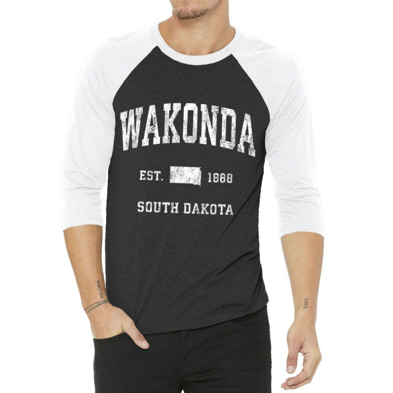 Wakonda South Dakota Sd Vintage Athletic Sports Design T Shirt 3/4 Sleeve Shirt by cm-arts | Artistshot