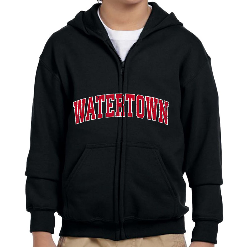 Watertown South Dakota Sd Vintage Sports Design Red Design T Shirt Youth Zipper Hoodie by cm-arts | Artistshot