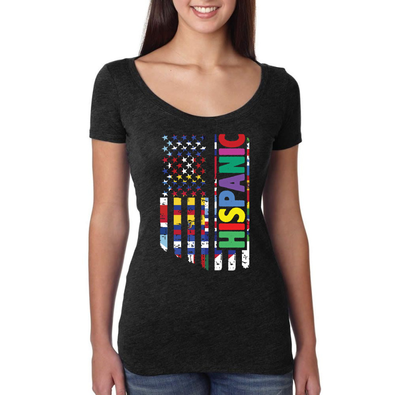 Usa And Latin American Countries Flag Hispanic Heritage Pullover Hoodi Women's Triblend Scoop T-shirt by cm-arts | Artistshot