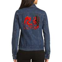 Rising Phoenix Fire And Dragon T Shirt Ladies Denim Jacket | Artistshot