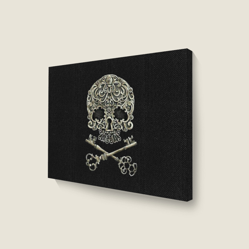 Skull And Two Keys Tshirt Classique Landscape Canvas Print | Artistshot