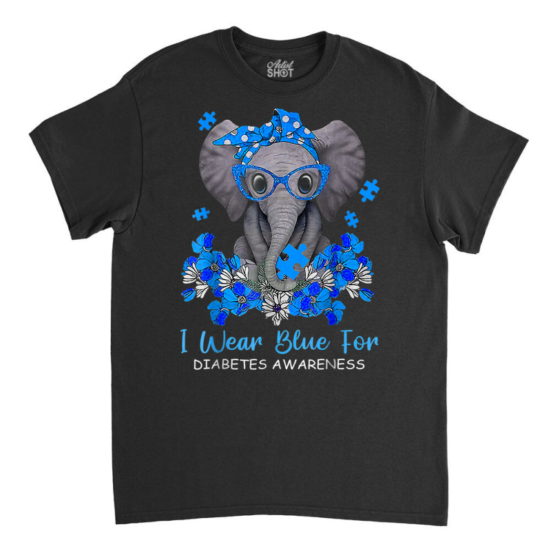 I Wear Blue For Diabetes Awareness Elephant Warrior Women T Shirt Classic T-shirt | Artistshot