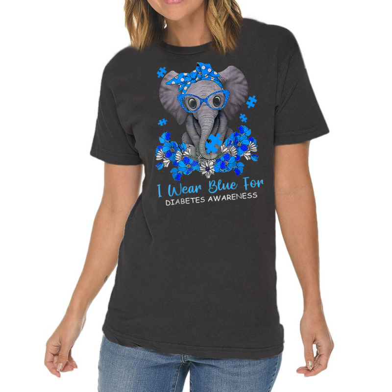 I Wear Blue For Diabetes Awareness Elephant Warrior Women T Shirt Vintage T-shirt | Artistshot