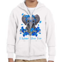 I Wear Blue For Diabetes Awareness Elephant Warrior Women T Shirt Youth Zipper Hoodie | Artistshot