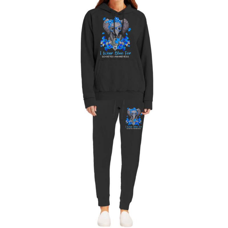 I Wear Blue For Diabetes Awareness Elephant Warrior Women T Shirt Hoodie & Jogger Set | Artistshot