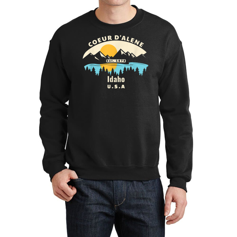 Coeur D alene Idaho Souvenir Mountain Sunset River T Shirt Crewneck Sweatshirt. By Artistshot