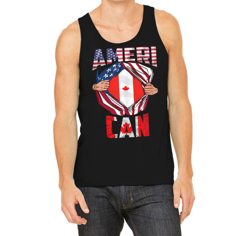 Useh Cdn Maple Leaf Half Canadian Half American Flag Us Eh Tank Top Tank Top by cm-arts | Artistshot