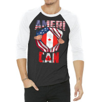 Useh Cdn Maple Leaf Half Canadian Half American Flag Us Eh Tank Top 3/4 Sleeve Shirt | Artistshot