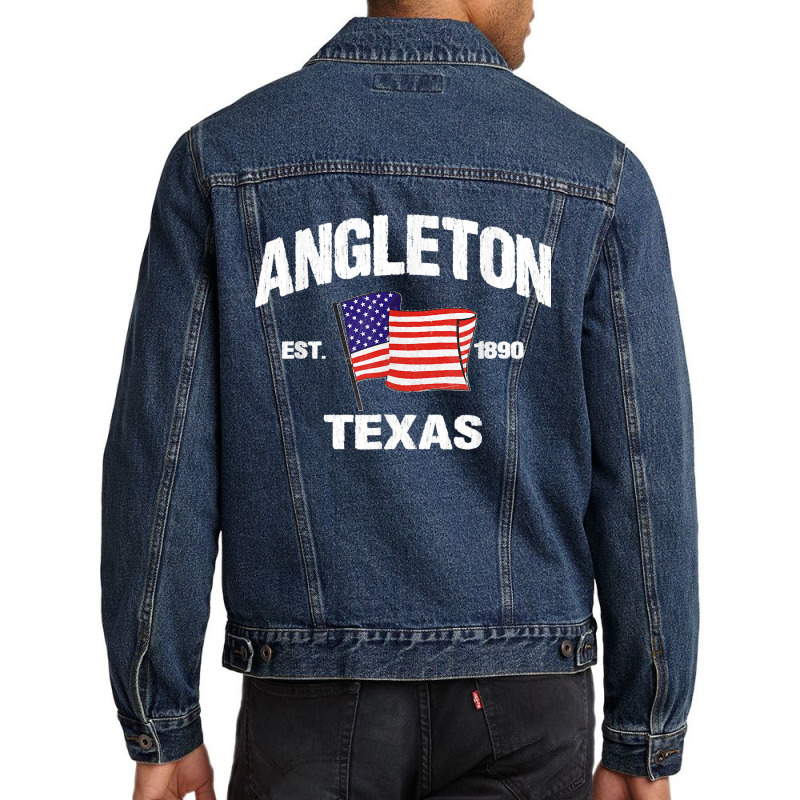 Angleton Texas Tx Usa Stars & Stripes Vintage Style Men Denim Jacket by LUISRTORRES | Artistshot