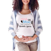 Pink Or Blue Mommy Loves You Maternity Scoop Neck T-shirt | Artistshot