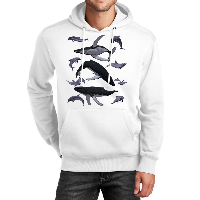 Whale Dolphin Vintage Ocean Life Preppy Marine Biologist Sweatshirt Unisex Hoodie | Artistshot