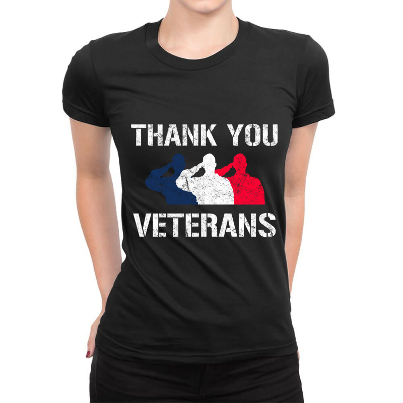 Thank You Veterans Day Salute Military Appreciation Soldiers Sweatshir Ladies Fitted T-Shirt by cm-arts | Artistshot