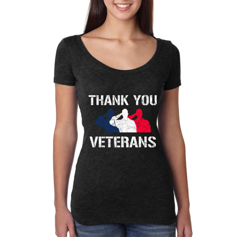 Thank You Veterans Day Salute Military Appreciation Soldiers Sweatshir Women's Triblend Scoop T-shirt by cm-arts | Artistshot