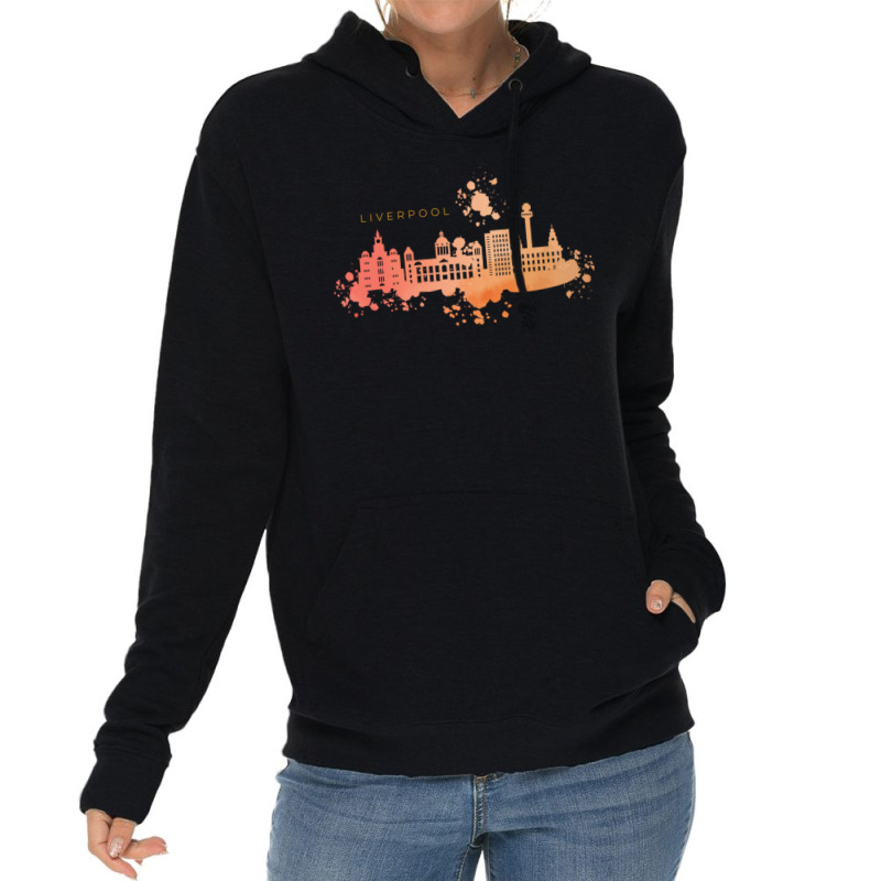 Liverpool Skyline Watercolors Classic Lightweight Hoodie | Artistshot