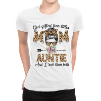 God Gifted Me Two Titles Mom And Auntie Leopard Wink Woman T Shirt Ladies Fitted T-shirt | Artistshot