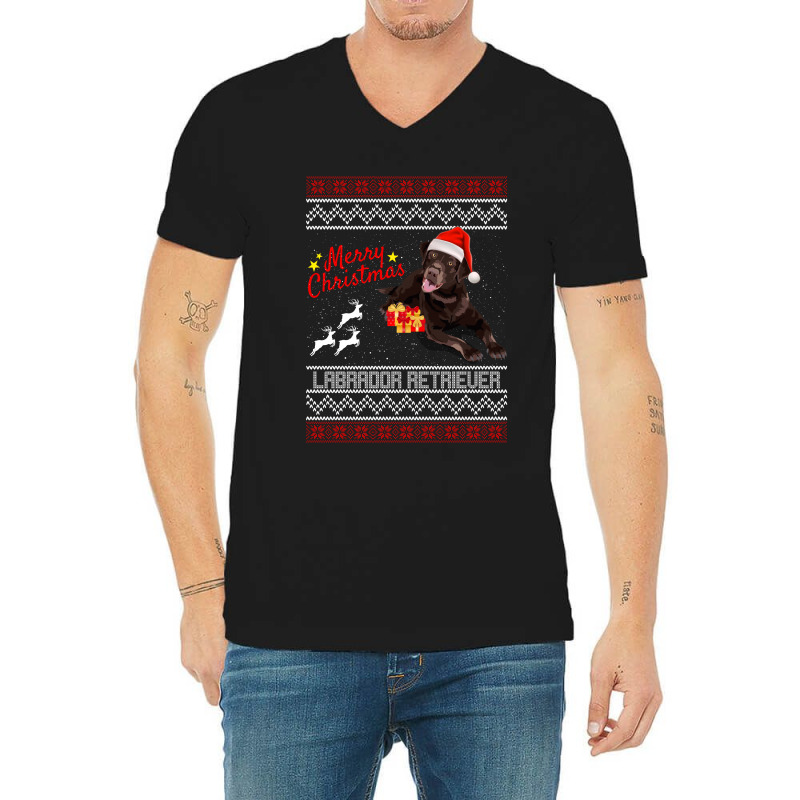 Merry Christmas Labrador Retriever V-neck Tee | Artistshot