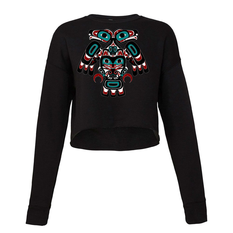 Alaska Native American Indian Tlingit Eagle Bear Clan Spirit Cropped Sweater by MechelleMilliken | Artistshot