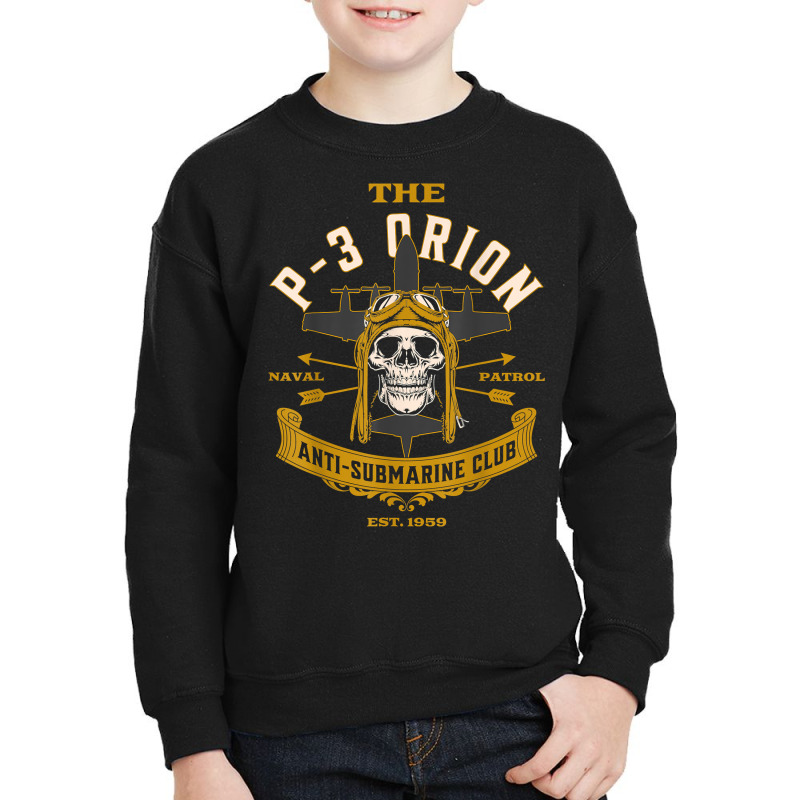 Vintage P 3 Orion Anti Submarine Naval Patrol Aircraft Skull T Shirt Youth Sweatshirt by cm-arts | Artistshot