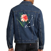 Capricorn Constellation With Watercolor Carnation Men Denim Jacket | Artistshot