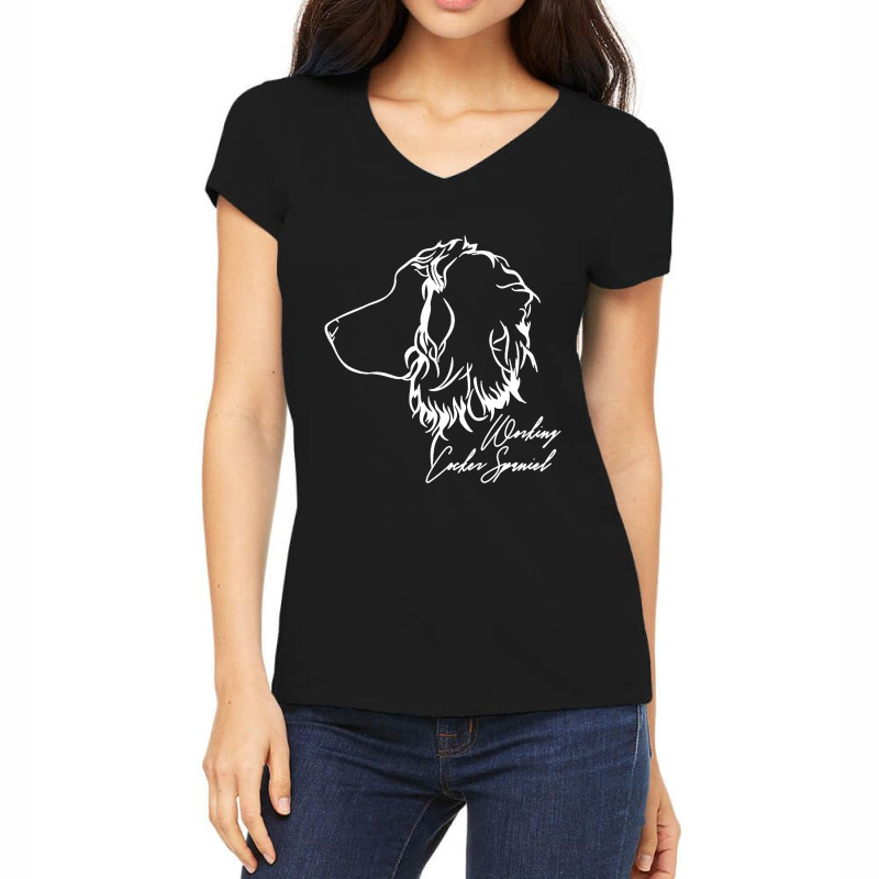 Working Cocker Spaniel Profile Dogs Dog Wilsigns Women's V-Neck T-Shirt by Semprol | Artistshot