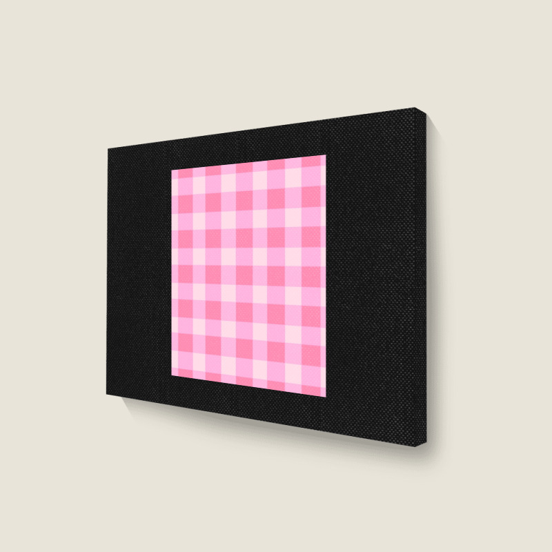 Preppy, Pink, Aesthetic, Gingham, Preppy Aesthetic Graphic Landscape Canvas Print | Artistshot