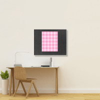 Preppy, Pink, Aesthetic, Gingham, Preppy Aesthetic Graphic Landscape Canvas Print | Artistshot