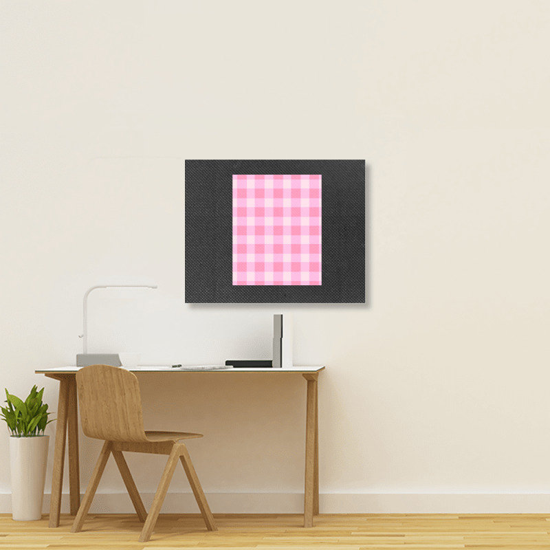 Preppy, Pink, Aesthetic, Gingham, Preppy Aesthetic Graphic Landscape Canvas Print | Artistshot