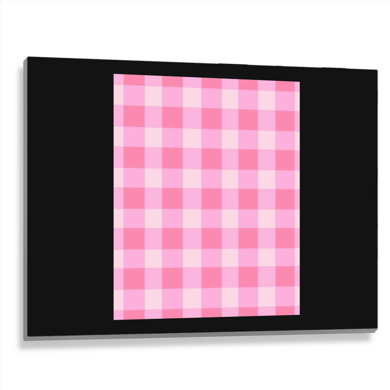 Preppy, Pink, Aesthetic, Gingham, Preppy Aesthetic Graphic Metal Print Horizontal | Artistshot