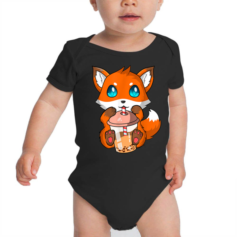 Kawaii Fox Bubble Boba Tea Fox Japanese Anime Bubble Tea Fox T Shirt Baby Bodysuit by silviabzp | Artistshot