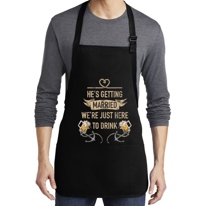 Hes Getting Married Funny Groomsmen Bachelor Party For Men Medium-length Apron | Artistshot