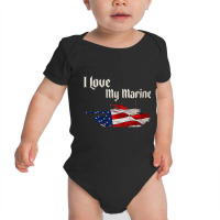 Distressed Support Military I Love My Marine Flag Marine Tank Top Baby Bodysuit | Artistshot