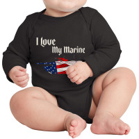 Distressed Support Military I Love My Marine Flag Marine Tank Top Long Sleeve Baby Bodysuit | Artistshot