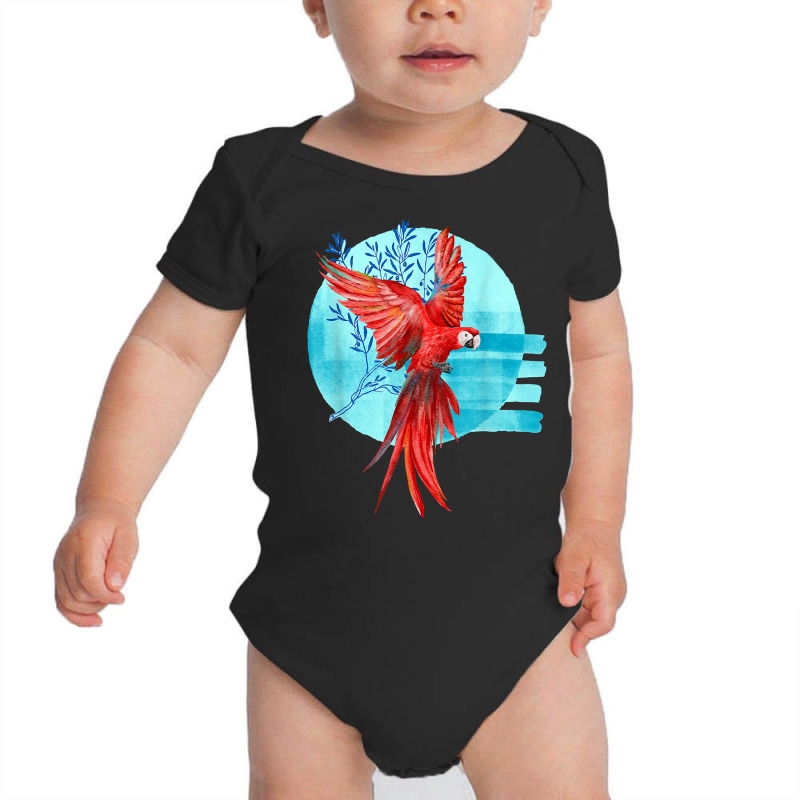 Parrot Red Parrot Macaw Tropical Exotic Bird Watercolour T Shirt Baby Bodysuit by cm-arts | Artistshot