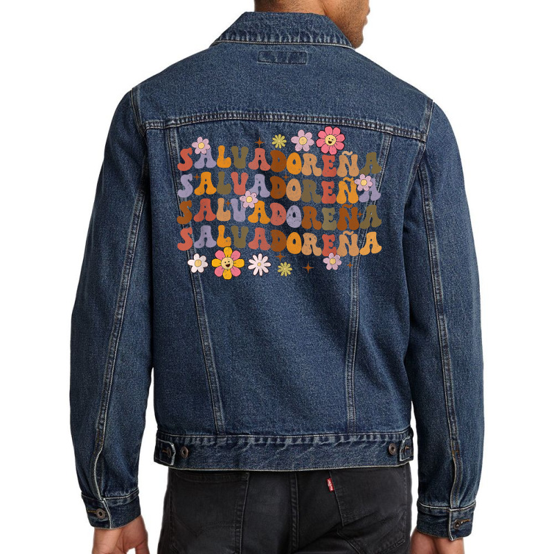 Salvadorena Retro Groovy Salvador Salvadorenan Latina Latinx T Shirt Men Denim Jacket by cluniepfa | Artistshot