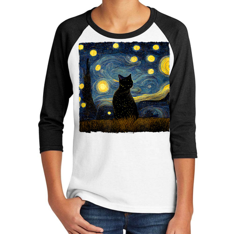 Cats Starry Night Painterly Aesthetic T Shirt Youth 3/4 Sleeve by cm-arts | Artistshot