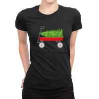 Red Wagon Bringing Home Christmas Tree Premium T Shirt Ladies Fitted T-shirt | Artistshot