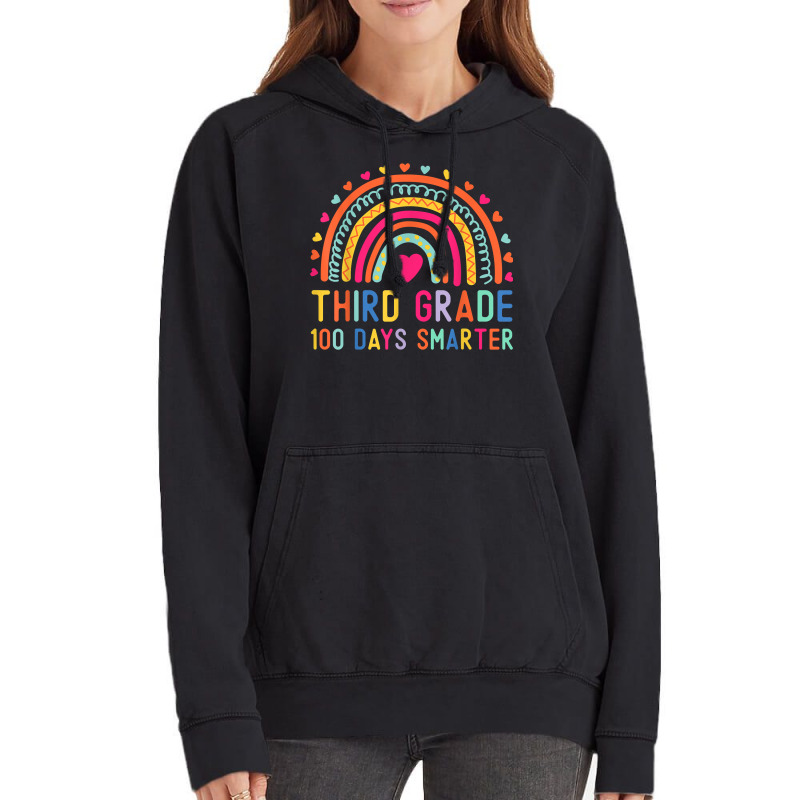 Third Grade 100 Days Smarter Rainbows 100th Day Of School Vintage Hoodie | Artistshot