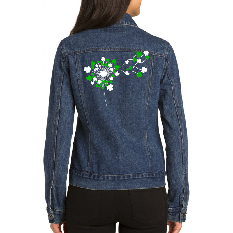 Dandelion St Patrick Day Women Irish Lucky Shamrock Clover Premium T S Ladies Denim Jacket by nyce | Artistshot