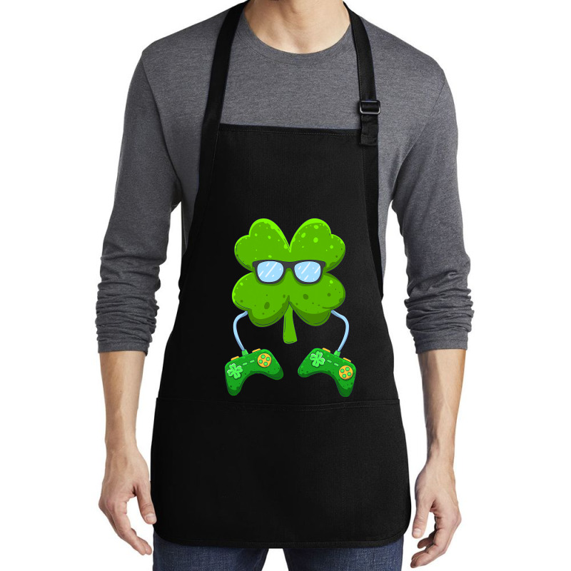 Irish Gamer Controller Shamrock Boys Men St Patricks Day T Shirt Medium-Length Apron by tea.fashion | Artistshot