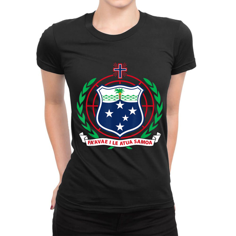 Samoa Coat Of Arms Tee Flag Samoan T Shirt Ladies Fitted T-Shirt by cm-arts | Artistshot