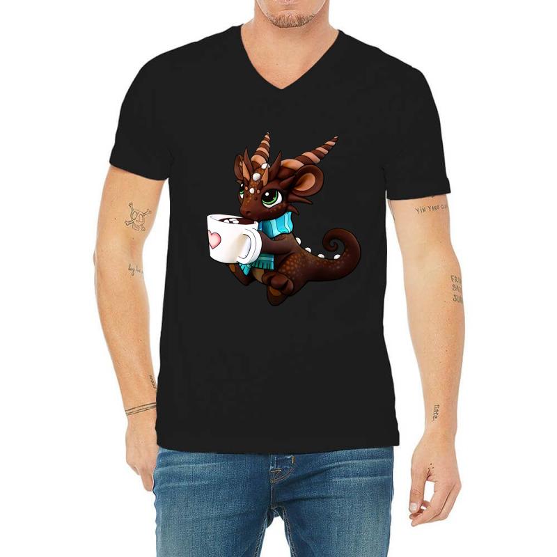 Hot Cocoa Dragon V-Neck Tee by cm-arts | Artistshot