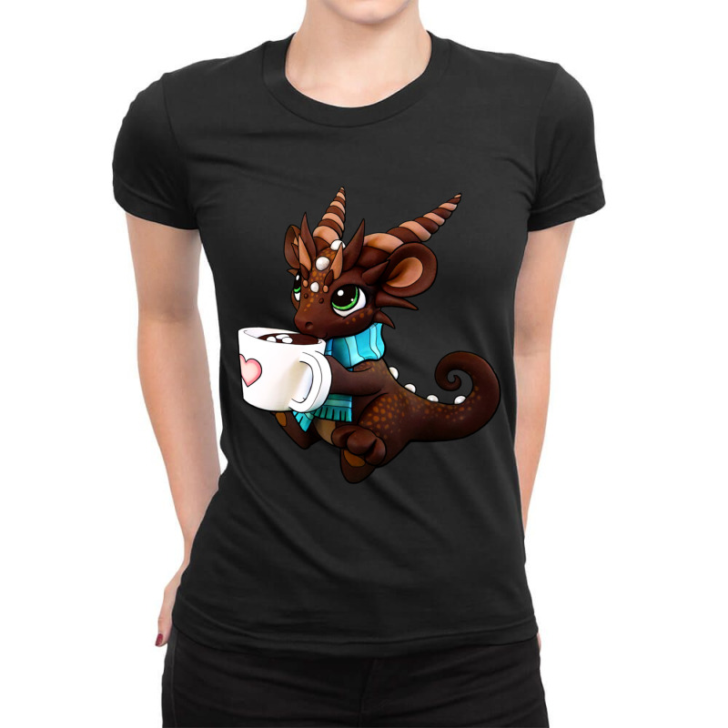 Hot Cocoa Dragon Ladies Fitted T-Shirt by cm-arts | Artistshot