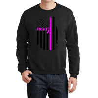 Breast Cancer Fight Ribbon Flag Crewneck Sweatshirt | Artistshot