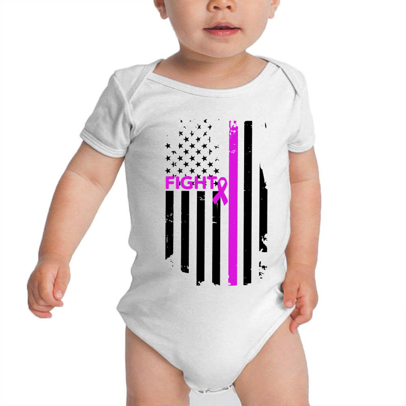 Breast Cancer Fight Ribbon Flag Baby Bodysuit by Semilir | Artistshot