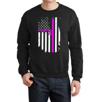 Breast Cancer Fight Ribbon Flag Crewneck Sweatshirt | Artistshot