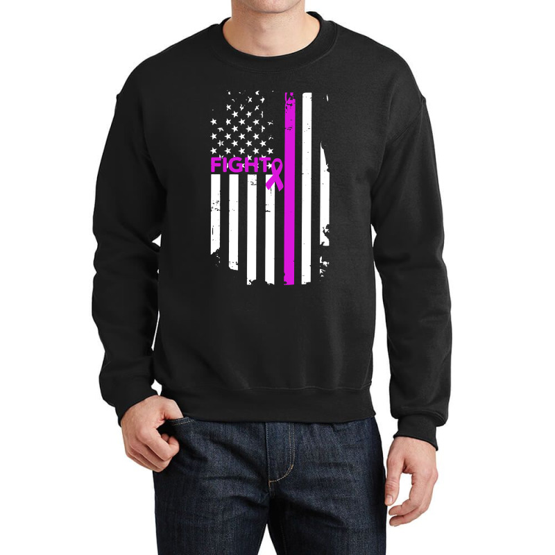 Breast Cancer Fight Ribbon Flag Crewneck Sweatshirt by Semilir | Artistshot