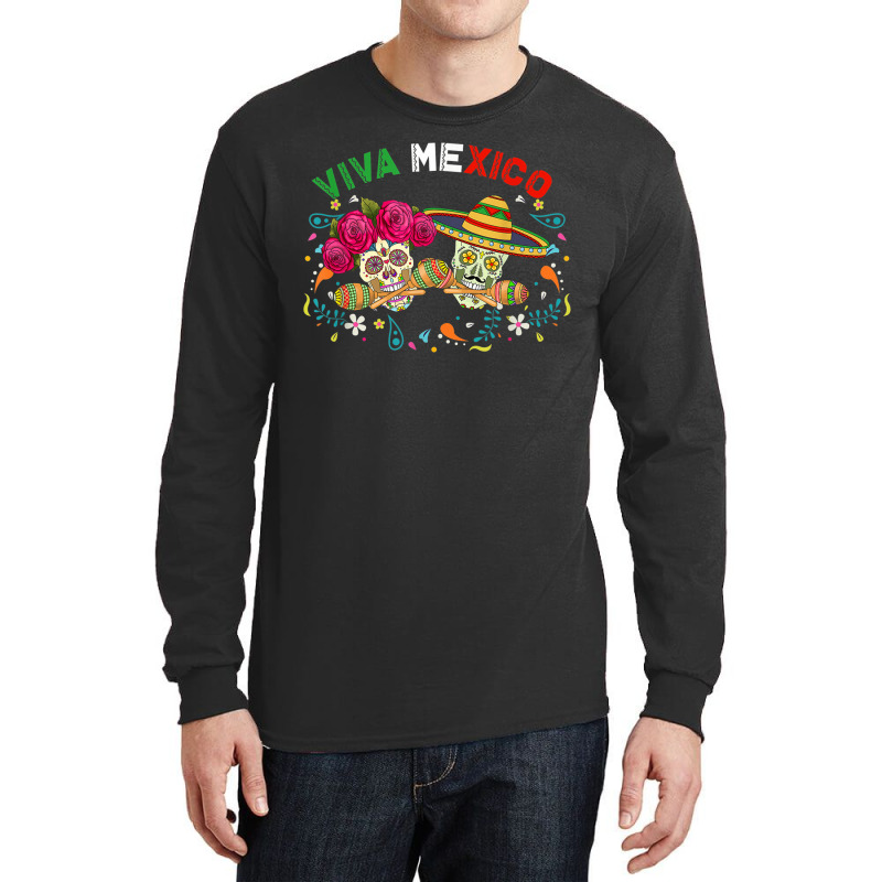 Cinco De Mayo Calavera Maracas Sombrero Mexico Fiesta Party Long Sleeve Shirts by MechelleMilliken | Artistshot