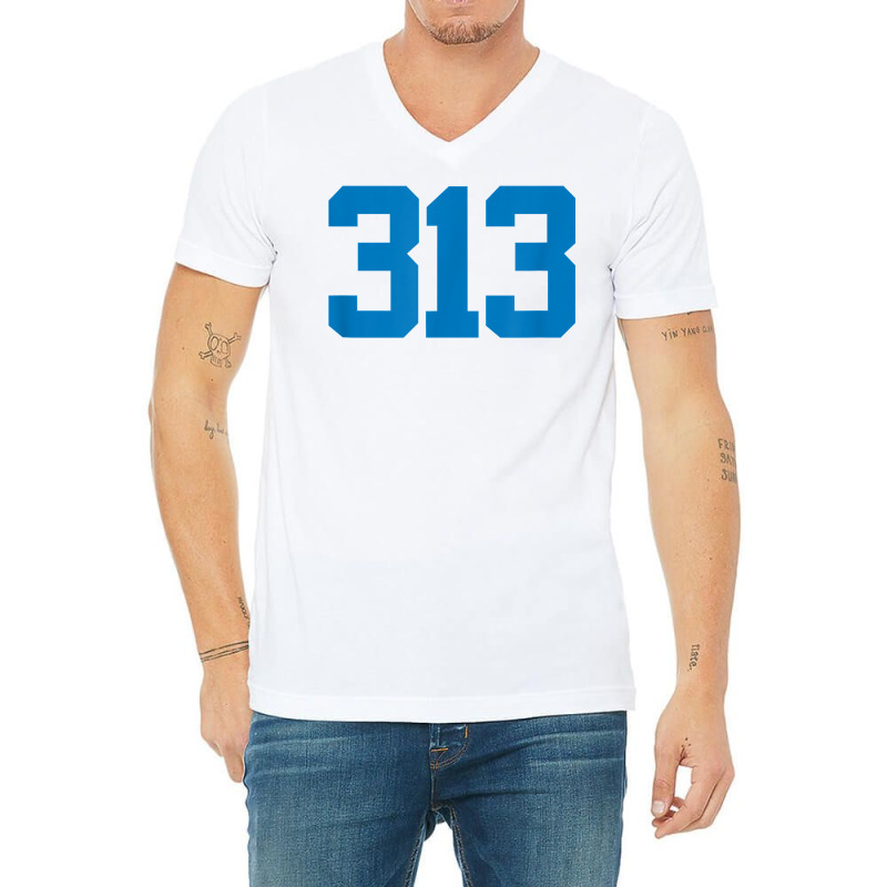 Detroit 313 Area Code   Grit   Sports Fan   Detroiter Fan T Shirt V-Neck Tee by cm-arts | Artistshot