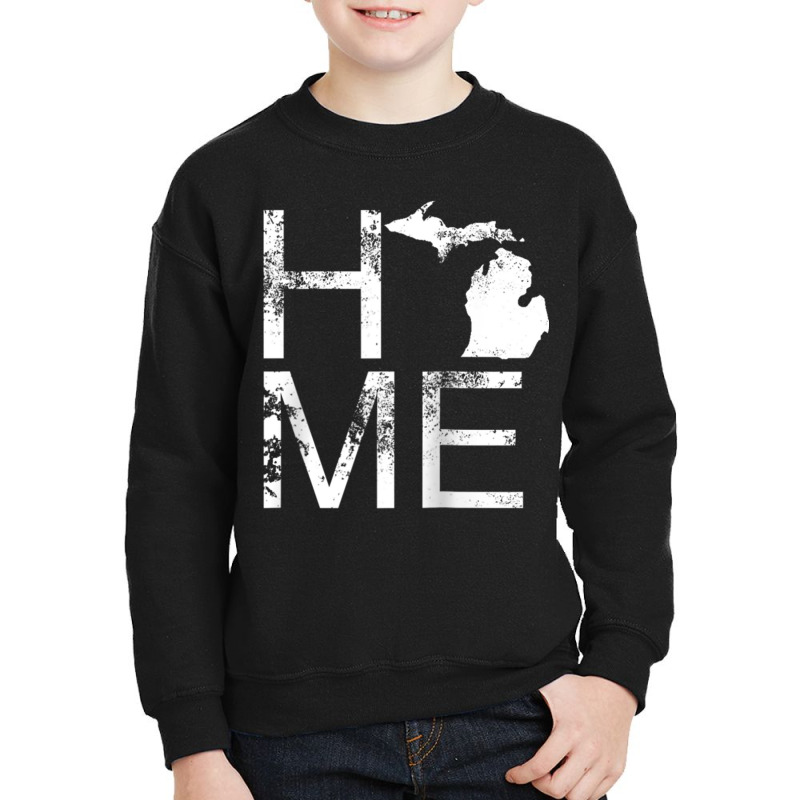 Vintage Michigan Home Mi State Map Love Wolverine State Raglan Basebal Youth Sweatshirt | Artistshot